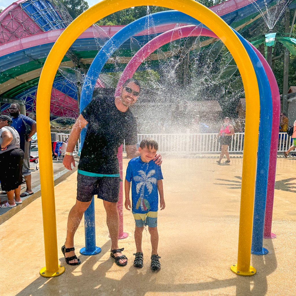 HoliBlogger Trina's husband and youngest son at Safari Sam's SplashLand.