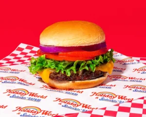 Cheeseburger at Holiday World & Splashin' Safari in Santa Claus, Indiana.