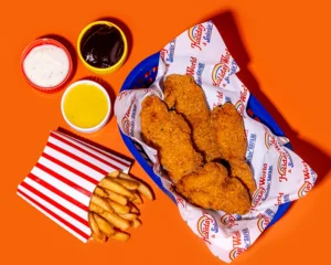 Chicken tenders and french fries at Holiday World & Splashin' Safari in Santa Claus, Indiana.