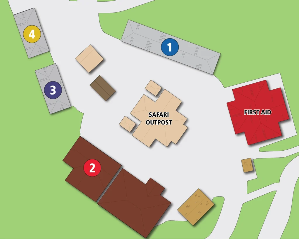Map of Locker Buildings in Splashin' Safari