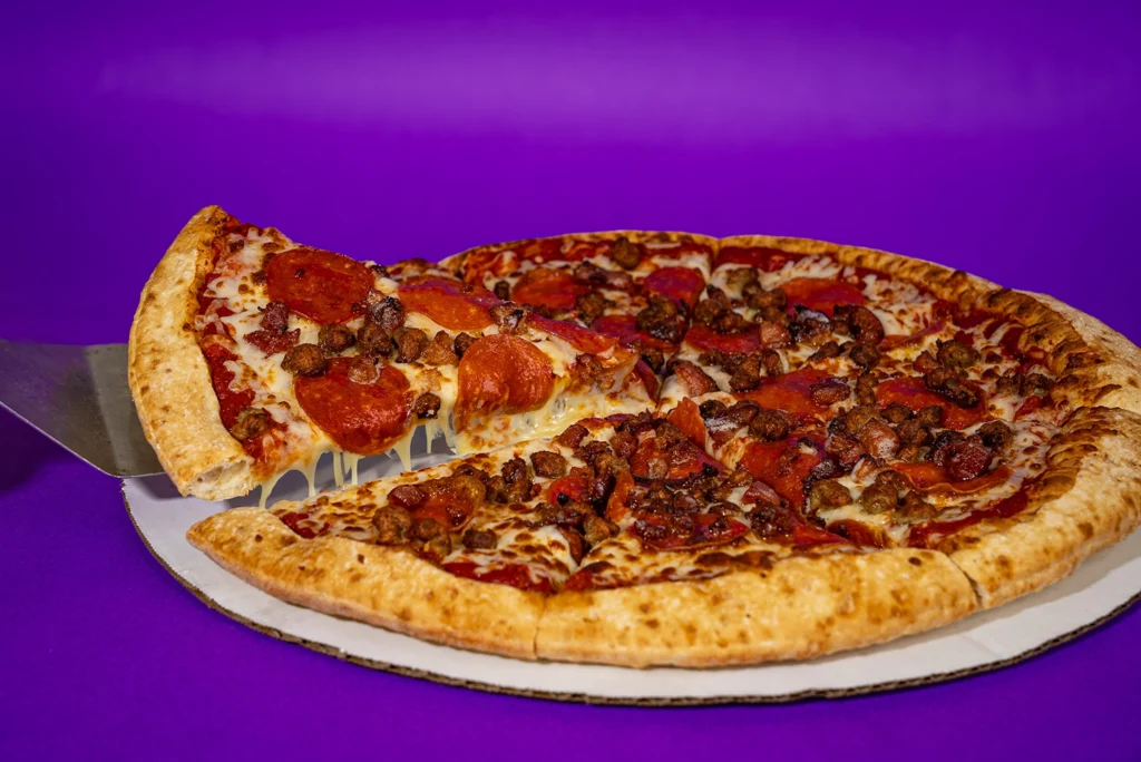 3 Meat Pizza available at Holiday World.