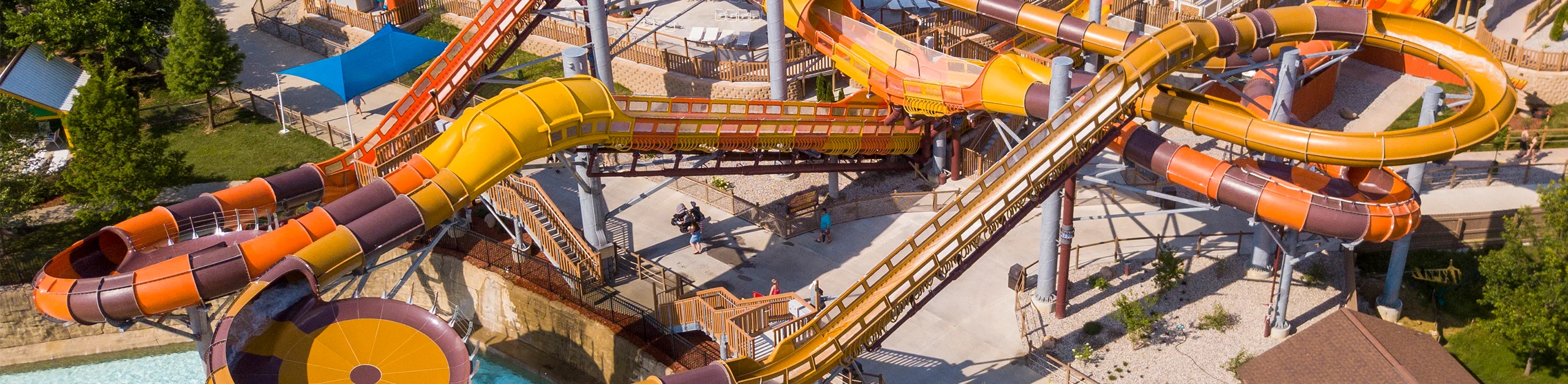 Aerial view of Cheetah Chase Water Coaster at Holiday World & Splashin' Safari in Santa Claus, Indiana.