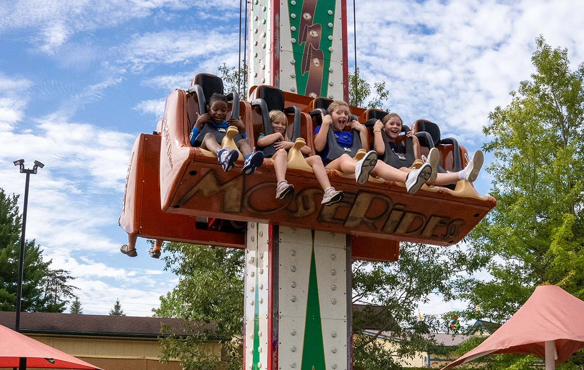 Children riding Reindeer Games at Holiday World & Splashin' Safari in Santa Claus, Indiana.