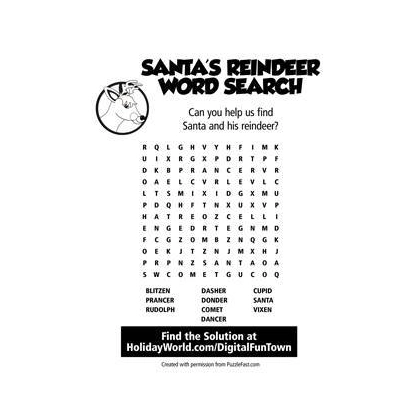 Reindeer Word Search