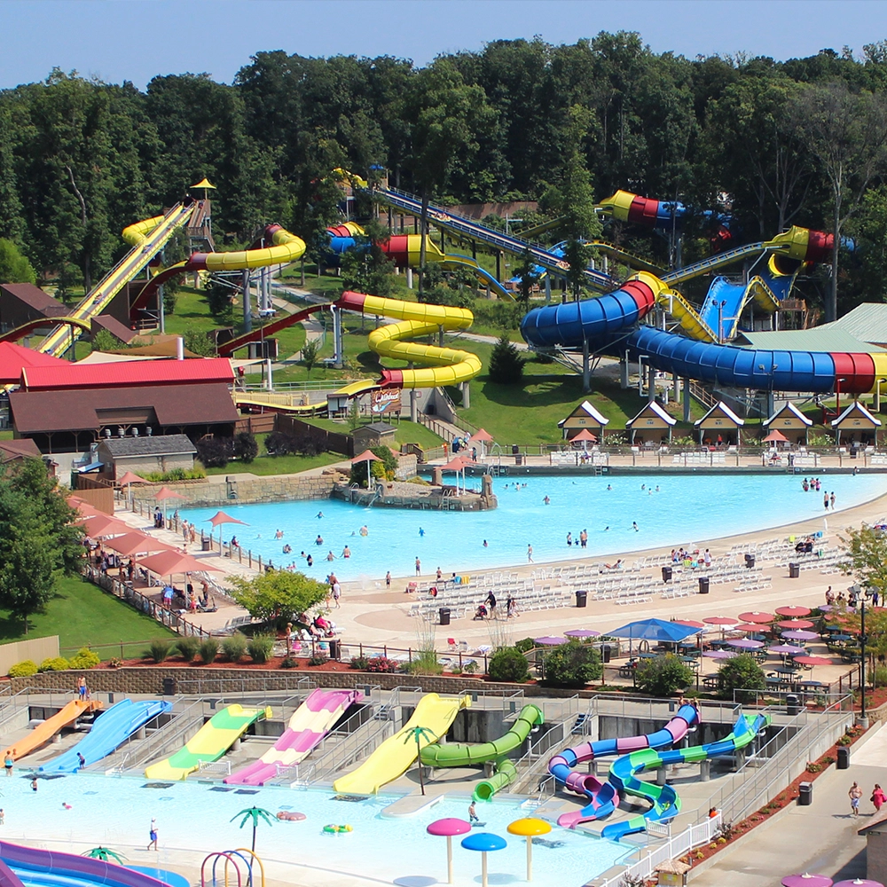 Wildebeest & Mammoth Water Coasters with Bahari Wave Pool and Safari Sam's SplashLand at Holiday World & Splashin' Safari in Santa Claus, Indiana