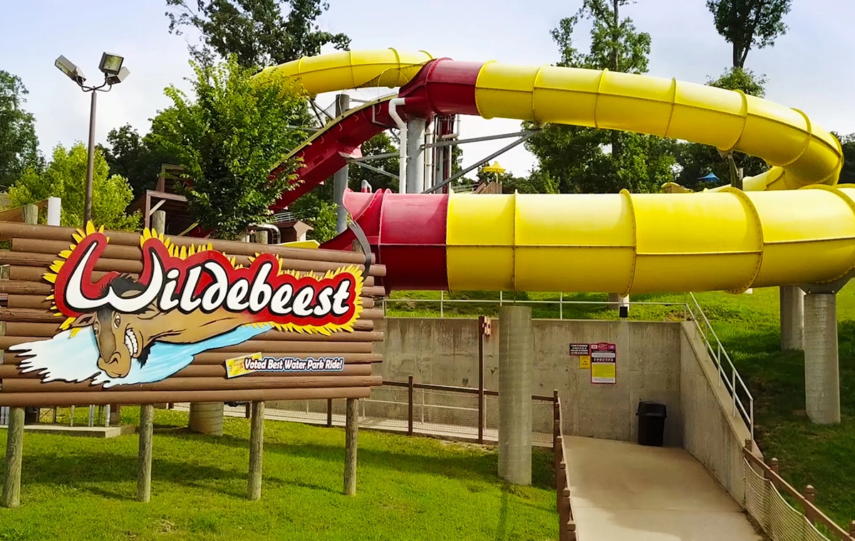 The entrance to Wildebeest Water Coaster at Holiday World & Splashin' Safari in Santa Claus, Indiana